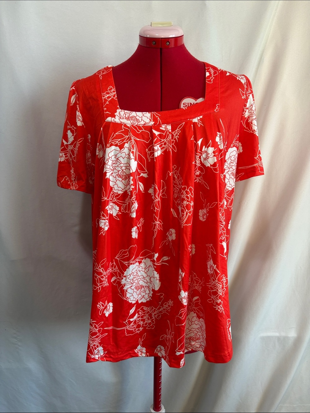 Women's Orange Floral Square-Neck Tunic